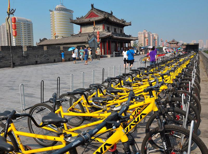 Bike rentals on top of Xian City Wall