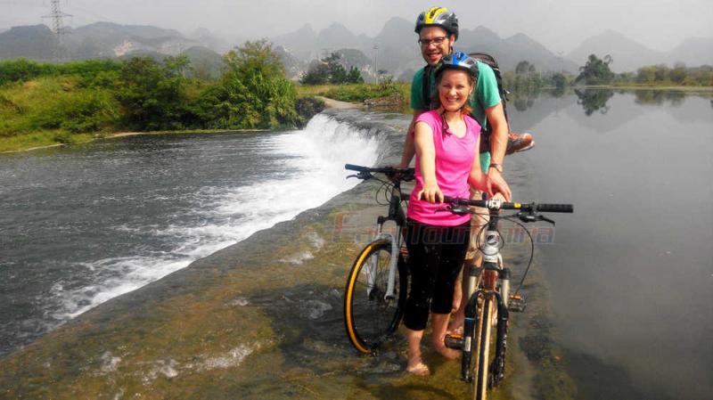 ETC's Bike Tour Clients at Huajiang River Guilin