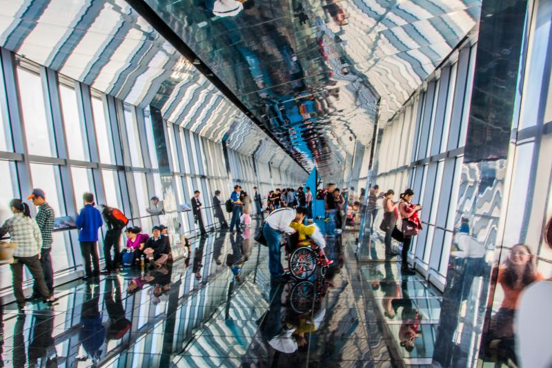 Tourists on the Shanghai World Financial Center