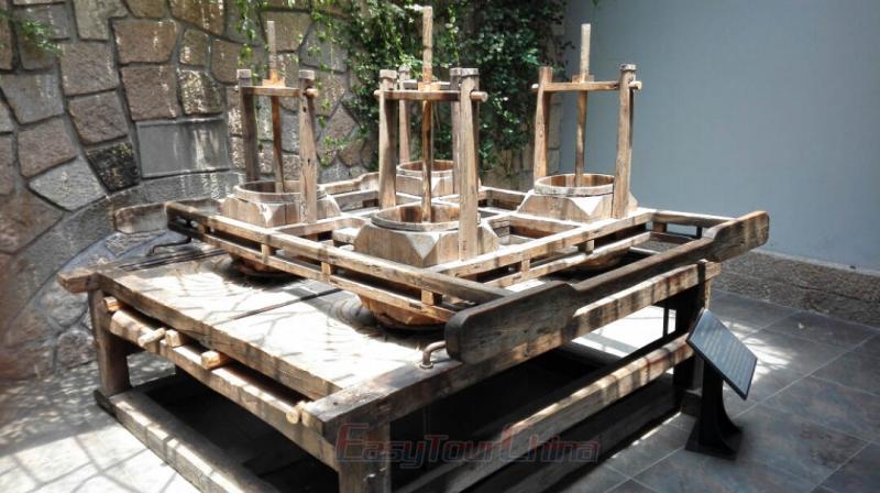 Hangzhou China National Tea Museum's Exhibit - Four Barrels Rolling Machine