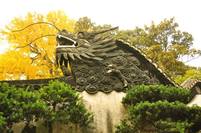 The Dragon Sculpture in Yu Garden